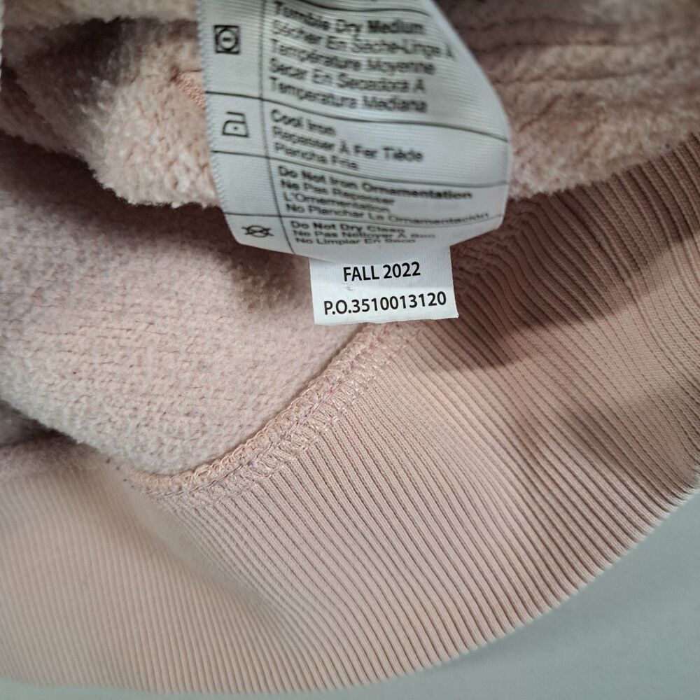 Carhartt Womens Medium Relaxed Fit Hoodie Sweatshirt Dusty Pink Sleeve Logo - Picture 12 of 14